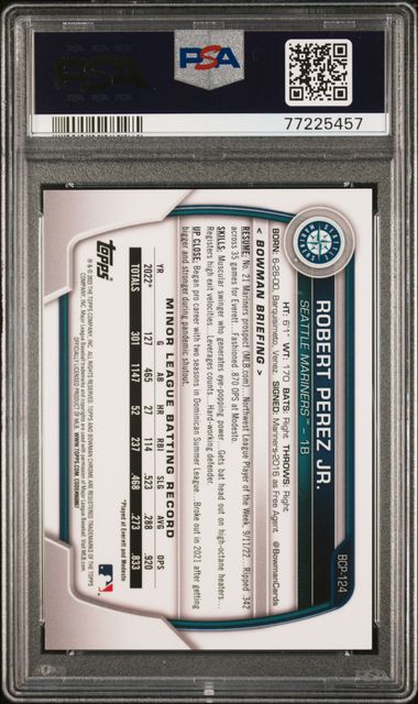Robert Perez Jr. 2023 Bowman Mega Box Chrome Green Refractor PSA 10